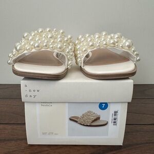 A New Day Women's Cream Pearl Sandals